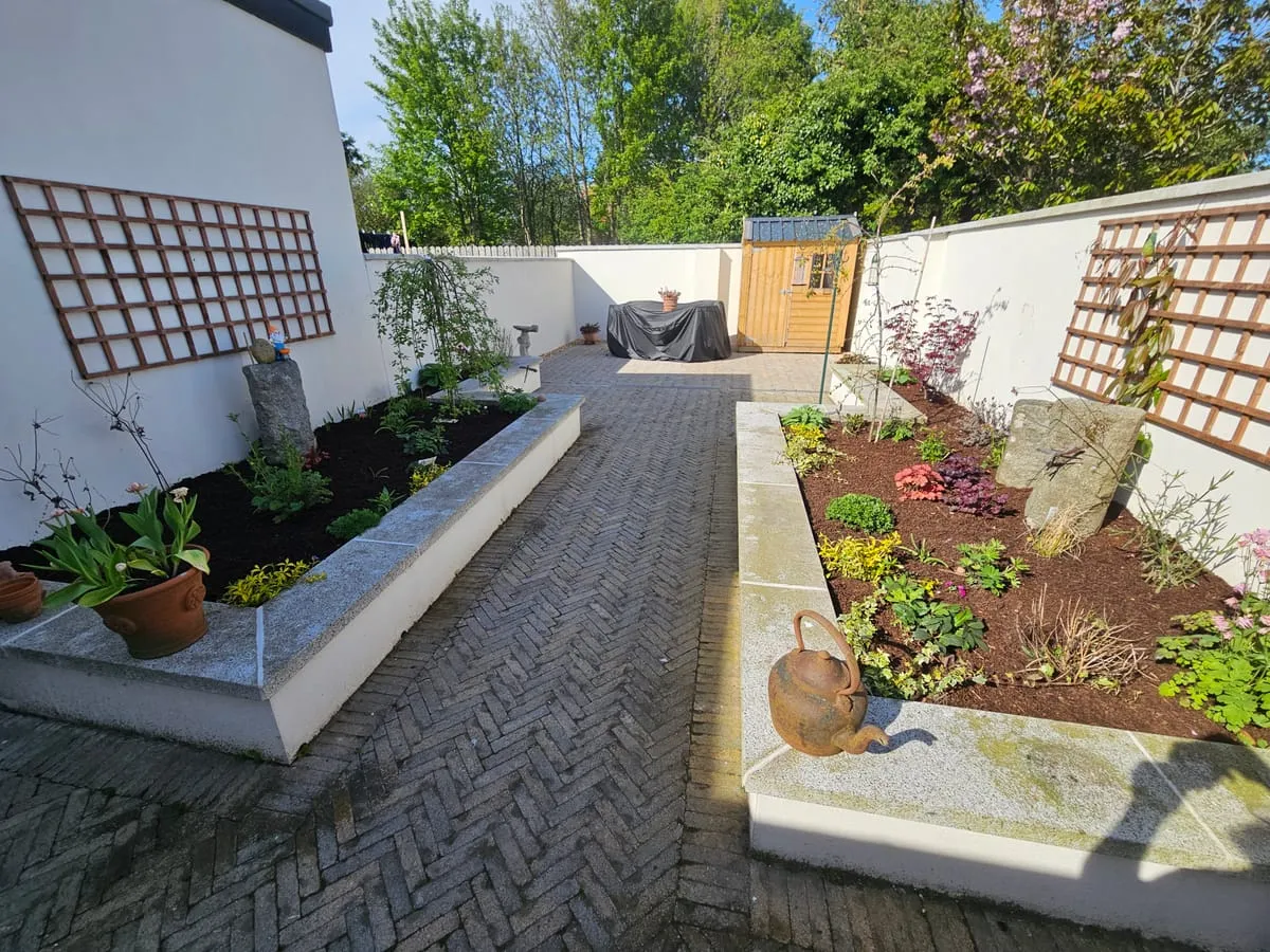 A planted patio and beds we tidied in Haynestown, near Dundalk.